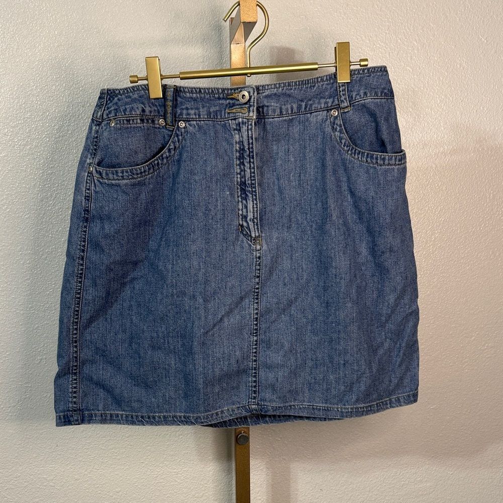 Classic Blue Denim Mini Skirt- Size 14”